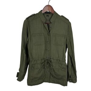 Willi Smith Green Utility Anorak Jacket Women's Size 2 Ramie Blend
